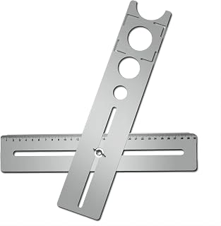 Ceramic Tile Hole Locator,Portable Stainless Steel Universal Marble Punching Tool Measuring Range 300mm,Hole Size: 25mm, 40mm, 45mm, 55mm