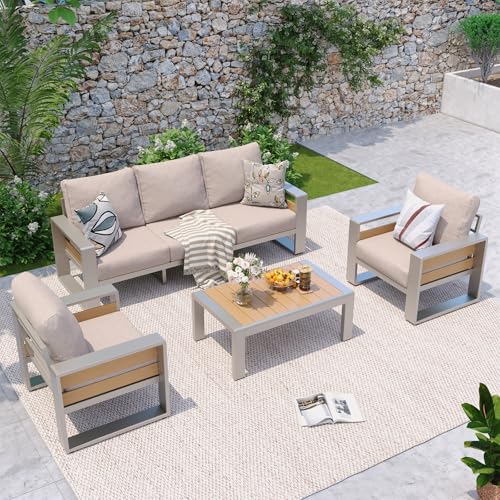 Aoxun Aluminum Patio Set with 6-Inch Cushions