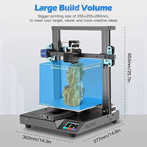 3D Printer, GIANTARM Mizar S FDM 3D printer with automatic leveling, magnetic steel printing bed for springs, TMC2208 driver, twin gear extruder, 255 x 255 x 260 mm