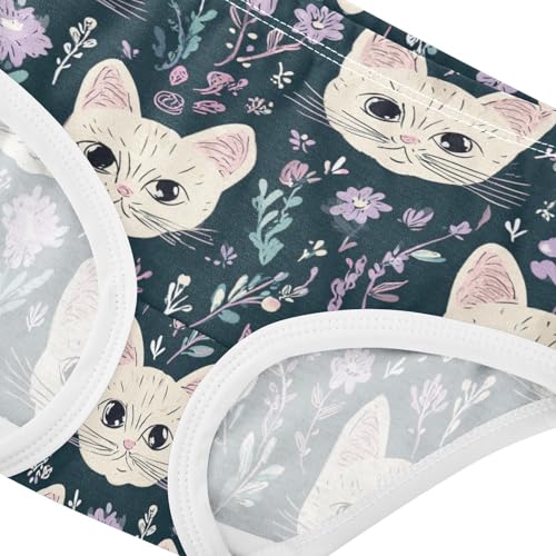 Wusikd Cute Cat Colors Girls' Underwear Cotton Flowers Girls Briefs Soft Toddler Underwear 2T4