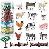 Aspecto realista: este conjunto de estatuas de animales de granja es exquisito, pintado a mano y esculpido con cuidado, sus lindas texturas moldeadas y detalles pintados hacen que los animales sean vívidos y adorables