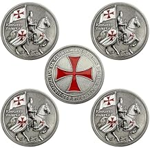 5 PCS Templar Knight Challenge Coin | Chivalric Valor & Sacred Cross Medallion | Knights Templar Historical Token | Commemorative Gifts for Collectors, Historians, and Enthusiasts