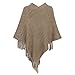 Fomolom Womens Poncho Sweater V Neck Knitted Pullover Shawls Wraps Capes with Fringes Gifts for Women Mom