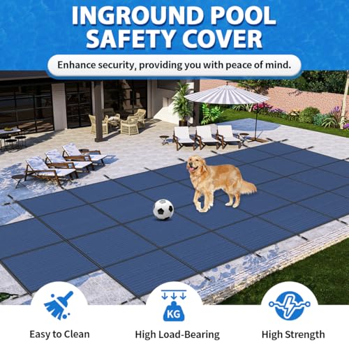 iCOVER Inground Pool Safety Cover, Fits 18x36ft Rectangular Pools with 4x8ft Center End Step, Winter Pool Covers for Inground Pools, Safety Pool Covers, Triple Stitched High Strength, Blue by i COVER - Image 6