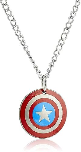 Well Point Marvel Steel Captain America Shield Stainless Steel Pendant Necklace for Boys, 16