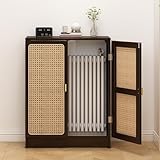 XCLOOZGL Cubre Radiadores Ratán Tejido Marrón Cubierta para Radiador Armario para Calefaccion Estante De Cubreradiador Multiusos para Dormitorio Pasillo Salón Baño,H70*L50cm