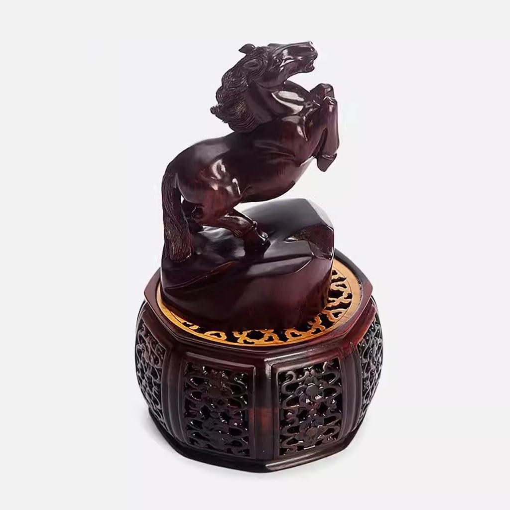 Bonsai Pedestal Vase Pedestal Stands Empty Inlaid Solid Wood Potted Plant Base Round Buddha Statue Base Teapot Vase Crafts Ornament Base Planter Stand Plant Holder(Medium)
