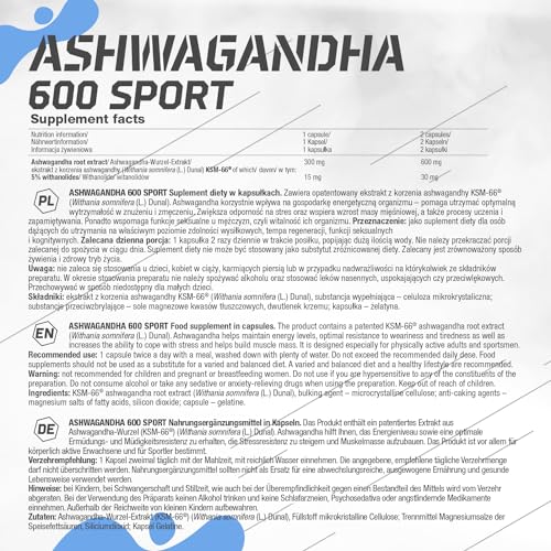 Ashwagandha von Olimp Sport Nutrition, 600 Kapseln, Bio-Qualität