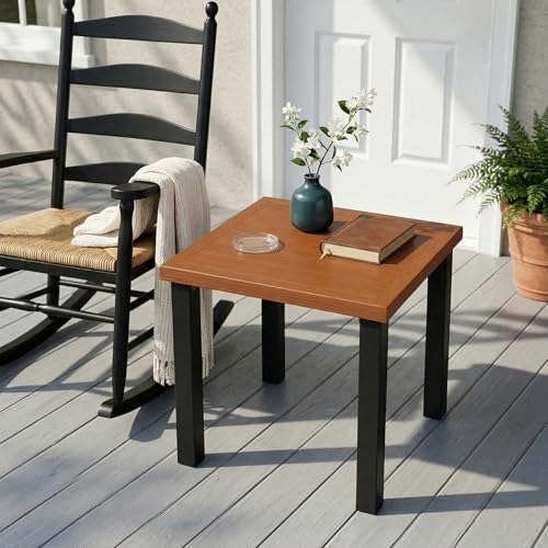 Square Outdoor Side Table, Weather Resistant Patio End Table with Metal Tabletop and Sturdy Black Metal Legs, Modern Accent Table for Patio, Balcony, Garden, Living Room by Tribesigns - Image 3