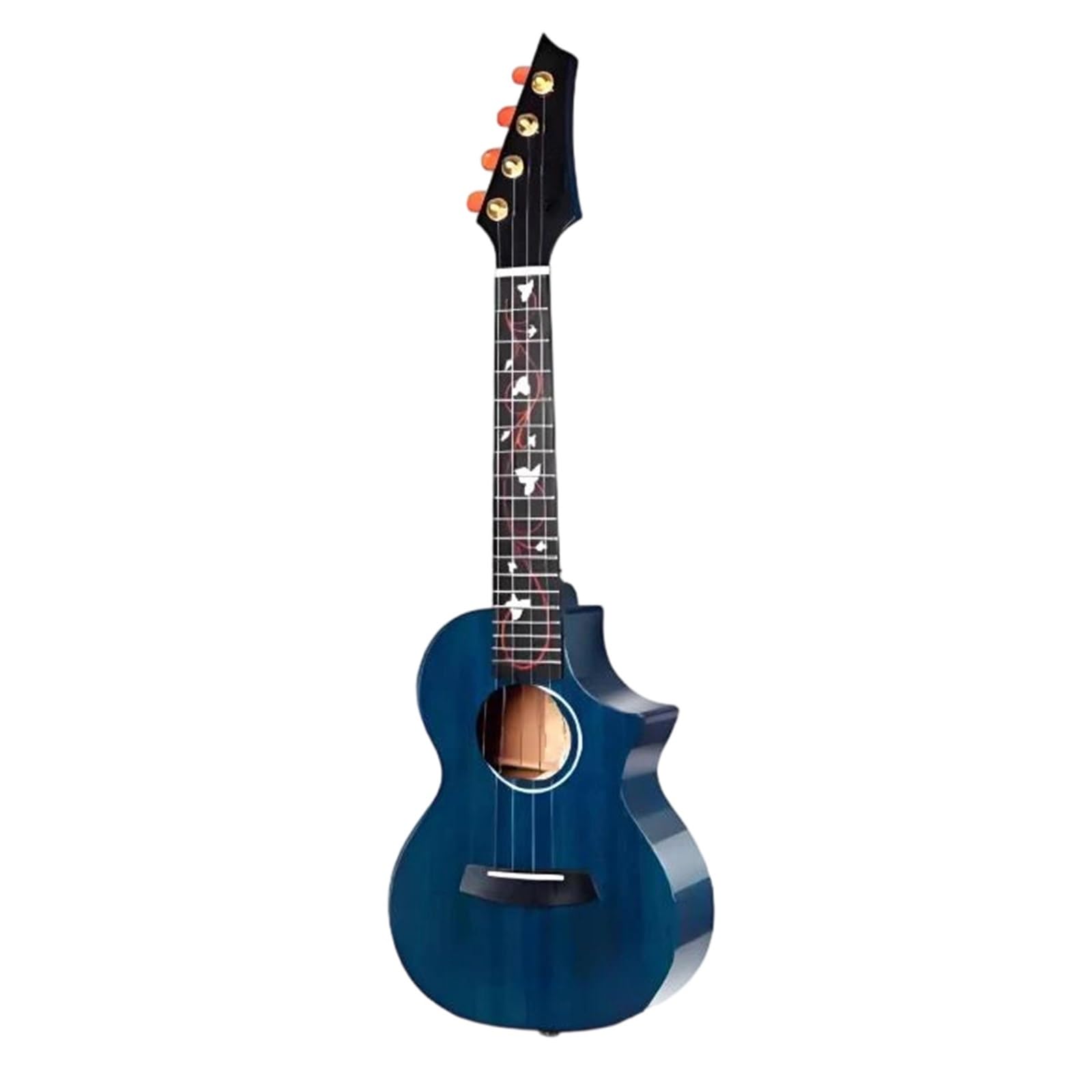Profesjonalna Ukulele 23/26 Calowe Błyszczące Wycięcie W Całości Z Litego Mahoniu Palisandru Świerku Sopranowe Ukulele Dla Początkujących I Zaawansowanych(23 Blue)