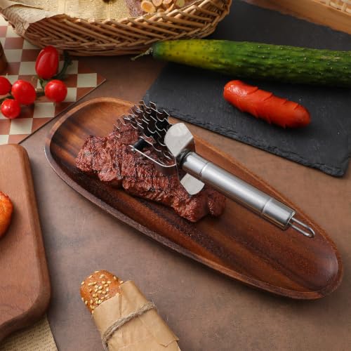 Image of Meat Tenderizer Tool Stainless Steel Rolling Meat Tenderizer Tool for Steak Chicken Pork Beef, Professional Roller Hammer Pounder with Blades for Marinating & Tenderizing