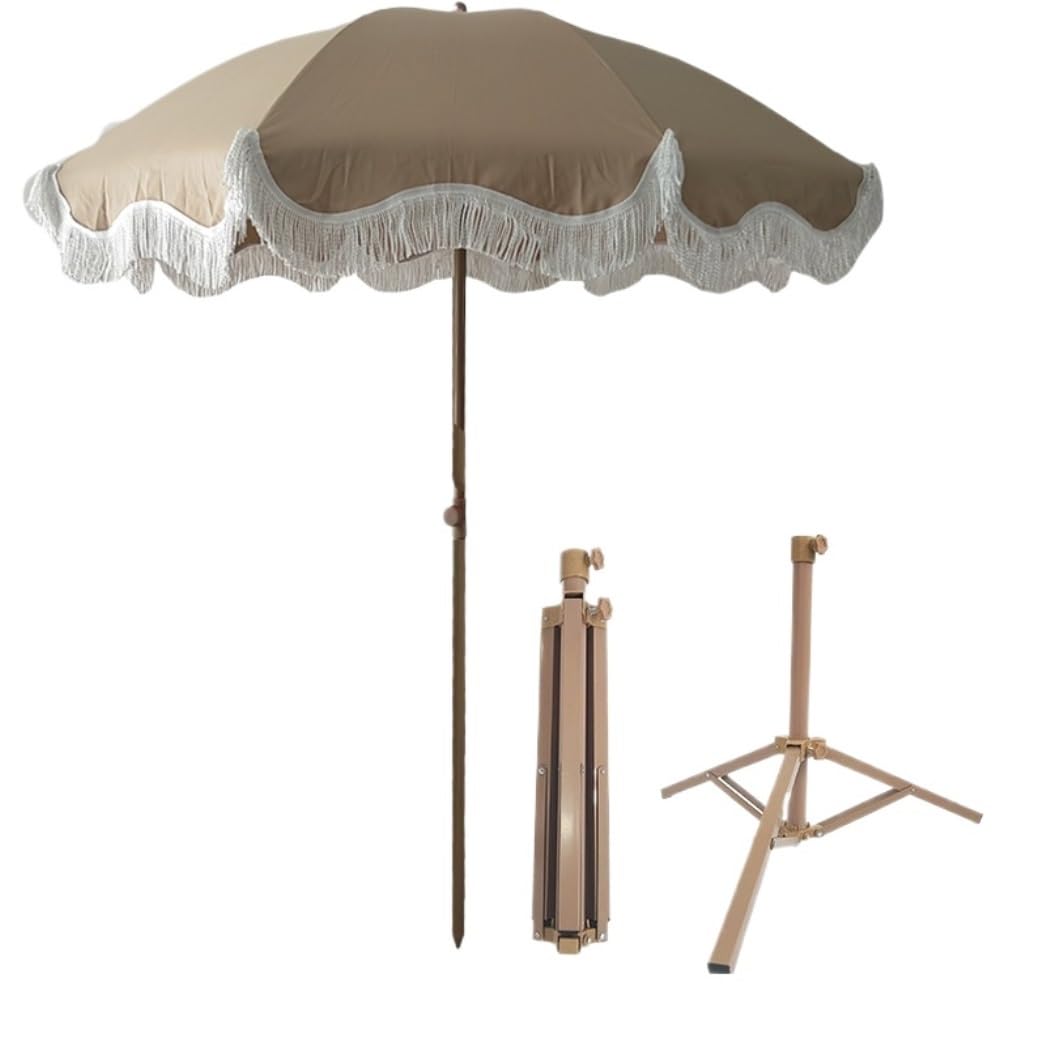 XYNSNDB Parasol Parasol ogrodowy Parasol rynkowy 5,9 stopy Parasole tarasowe z frędzlami Parasol plażowy na świeżym powietrzu Przenośny na piasek Parasol zewnętrzny Parasol plażowy Parasol ogrodowy