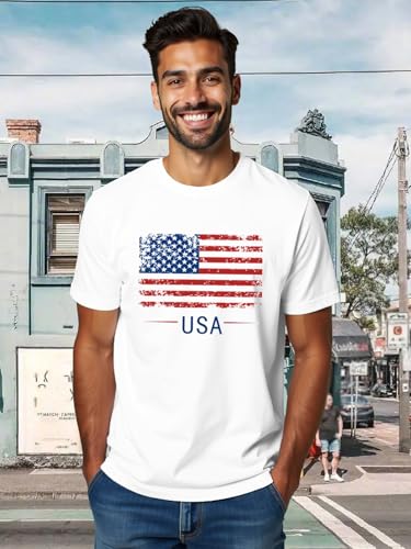 American Flag Shirts for Men USA 4th of July T-Shirt Memorial Day Patriotic Tee Tops3