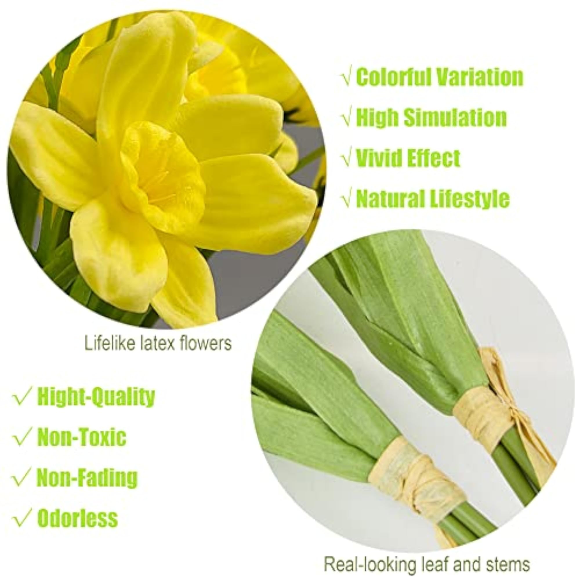 2pcs Artificial Daffodil Bundles with Latex Flowers