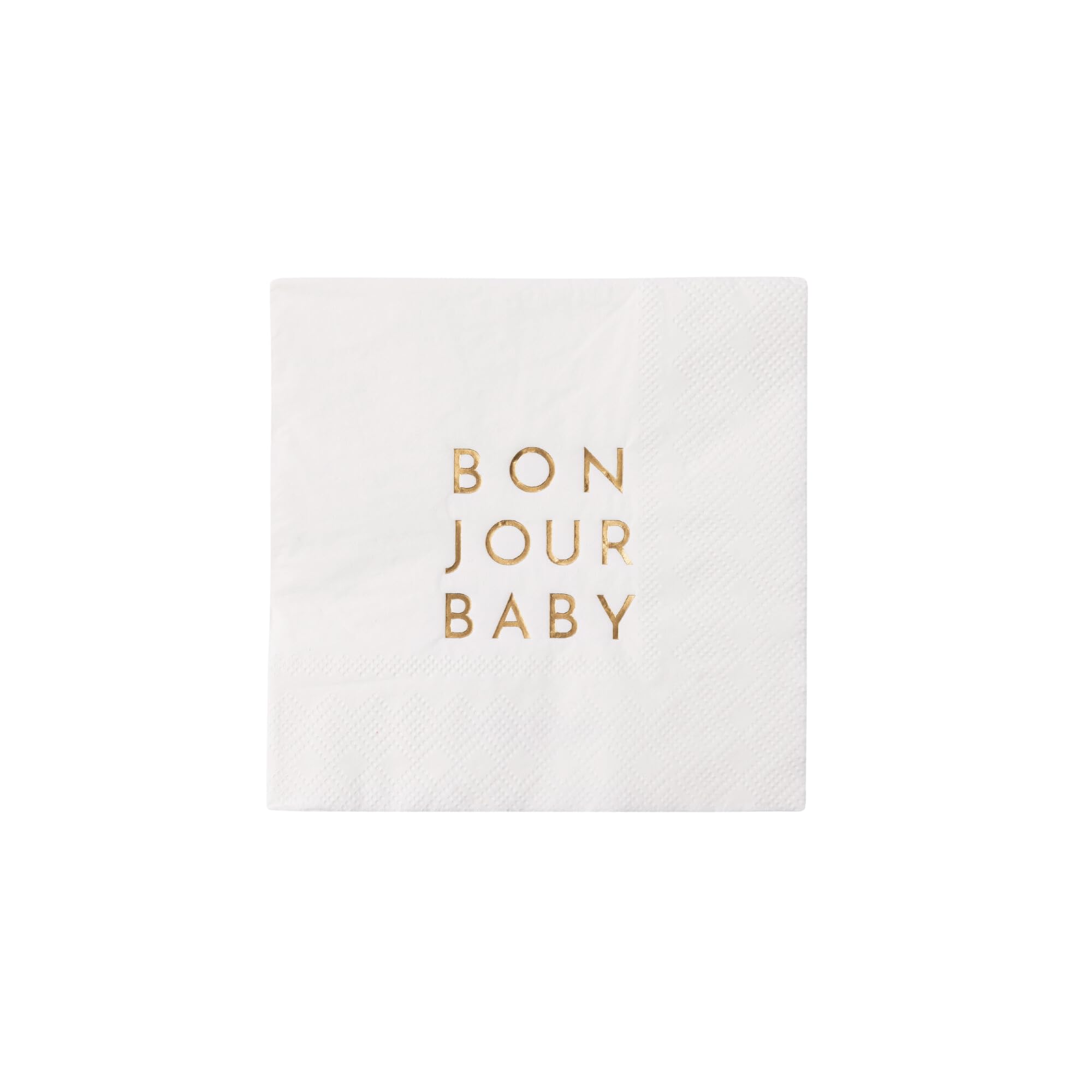Bonjour Fête White Bonjour Baby Small Party Paper Napkins | 3-Ply Fancy Napkins | Baby Shower Supplies Decorations | Premium Cocktail Napkins | Gold