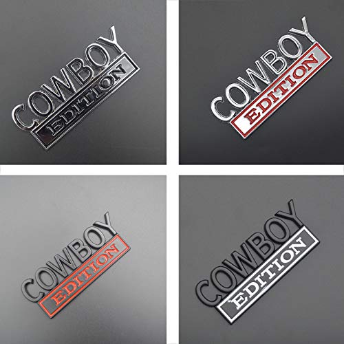 Geegeetop Universal Cow Boy Edition Emblem Sticker Replacement Car Truck Suv Compatible With Ford F150 Jeep Dodger Chevrolet Badge Tailgate Badge Front Grille Hood Trunk (Silver+Black) #TOP2