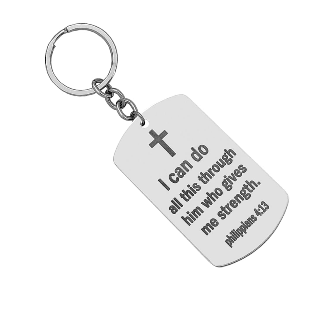 M Men StyleDog Tag Keychain for Men Bible Verse Cross Inspirational Christian Jewelry Meaningful Religious Gift for Boys LCSKey202338