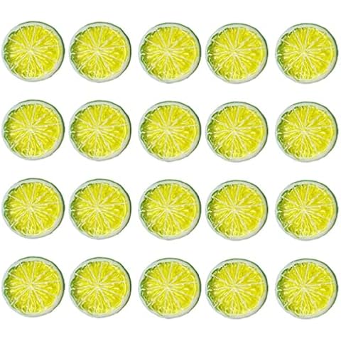 Mini Simulation Green Lemon Slices Plastic Fake Artificial Fruit Model-20pcs Cover