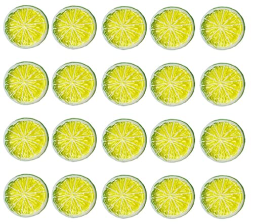 Mini Simulation Green Lemon Slices Plastic Fake Artificial Fruit Model-20Pcs #TOP25