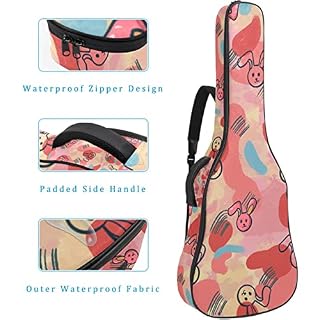 Housse imperméable pour guitare acoustique avec double bandoulière et poche Motif rayures abstraites, Multicolore 04, 42… - Les Beatles, Paul McCartney, John Lennon, RIngo Starr, George Harrison Housse imperméable pour guitare acoustique avec double bandoulière et poche Motif rayures abstraites, Multicolore 04, 42… – Image 4