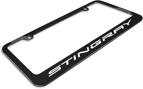 Miniatura 3 de Marco de matrícula de metal negro para Chevrolet Corvette C8 Stingray