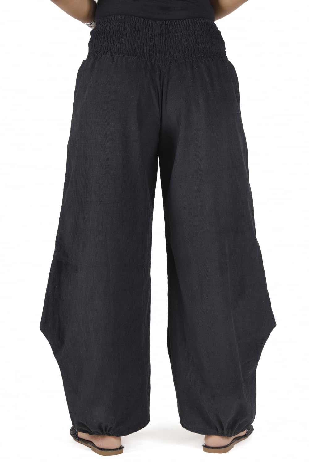 GURU SHOP Weite Boho Cord Pluderhose, Feincord Damenhose, lässig, Olive