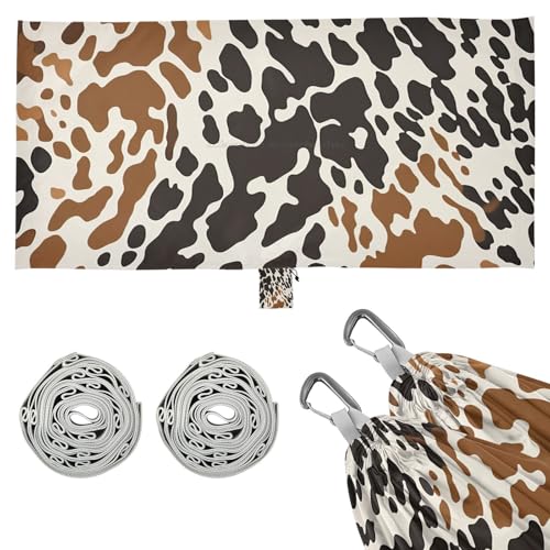 Haskirky Cow Print Camping Hammock, Single Portable Hammocks with Tree Straps & Attached Carry Bag, 330Lbs Capacity Perfect for Outside Indoor Hiking Beach Backpack Travel