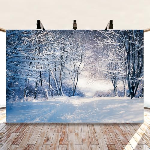 MIRRORANG 2,5x1,8m Snowy Forest Backdrop Winter Snow Ice Snowscape Photography Background for Christmas Holiday New Year Celebration Poster Photo Studio Props - Image 4