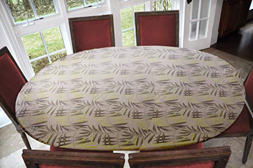 Covers For The Home Deluxe Elastic Edged Flannel Backed Vinyl Fitted Table Cover - Fern Pattern - Oblong/Oval - Fits Tables Up To 48" W X 68" L #TOP3