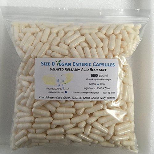 PurecapsUSA - 1,000 Size 0 Fillable White Empty Vegan Acid-Resistant Capsules