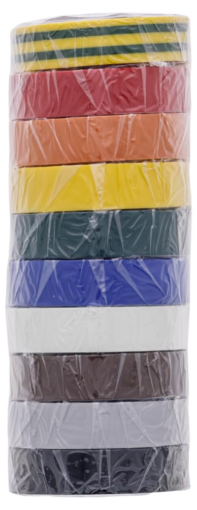 10 x HelaTape Flex 15 Electrical Insulation Tape, All Purpose PVC Tape, IEC Compliant, 10m Length