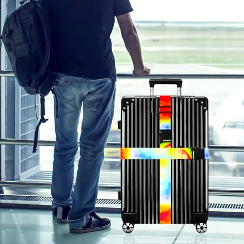 Image of Luggage Straps for Suitcases TSA Approved-2 Pack Bright Personalized Luggage Belt Strap for Suitcase /Carry On Bag Luggage Accessories for Travel (Tie-Dye)
