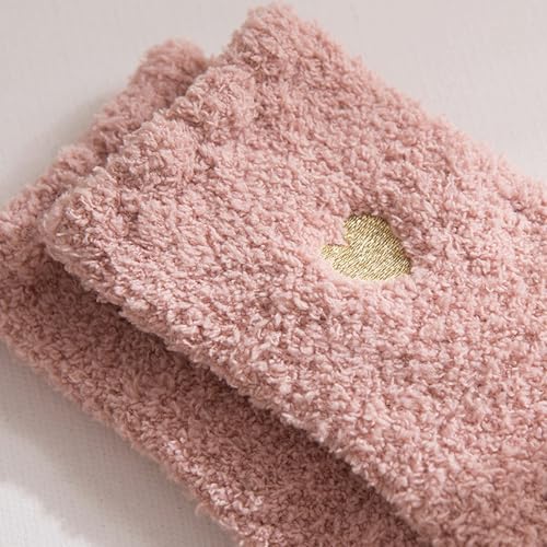 6 Pairs Heart Fuzzy Socks Cozy Winter Warm Socks Thick Fluffy Slipper Socks for Women Teen Girls2