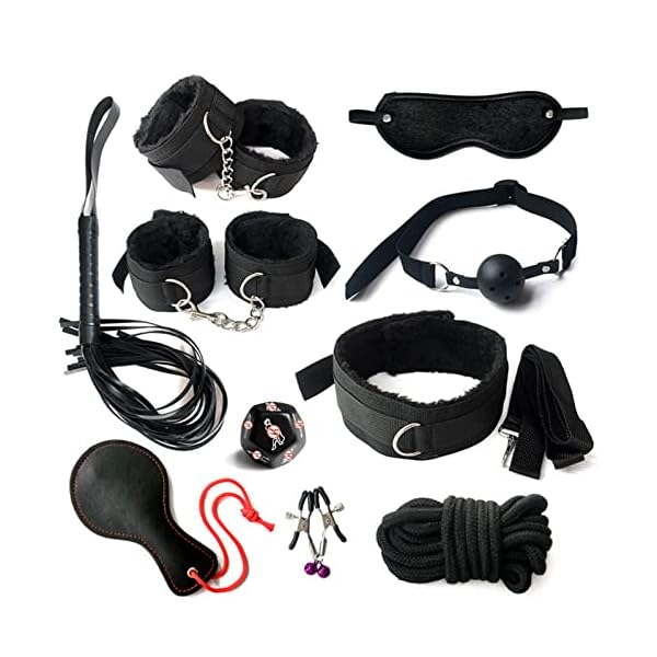 BDSM Sex Bondage Set 35 Stück Sexspielzeug für Paare Extrem Sex ondageset Fessel Set Handschellen Peitsche Nippelklemmen Knebel Analplug Set für Anfänger und Erfahrene Paare(#1) (Schwarz) – Bild 3