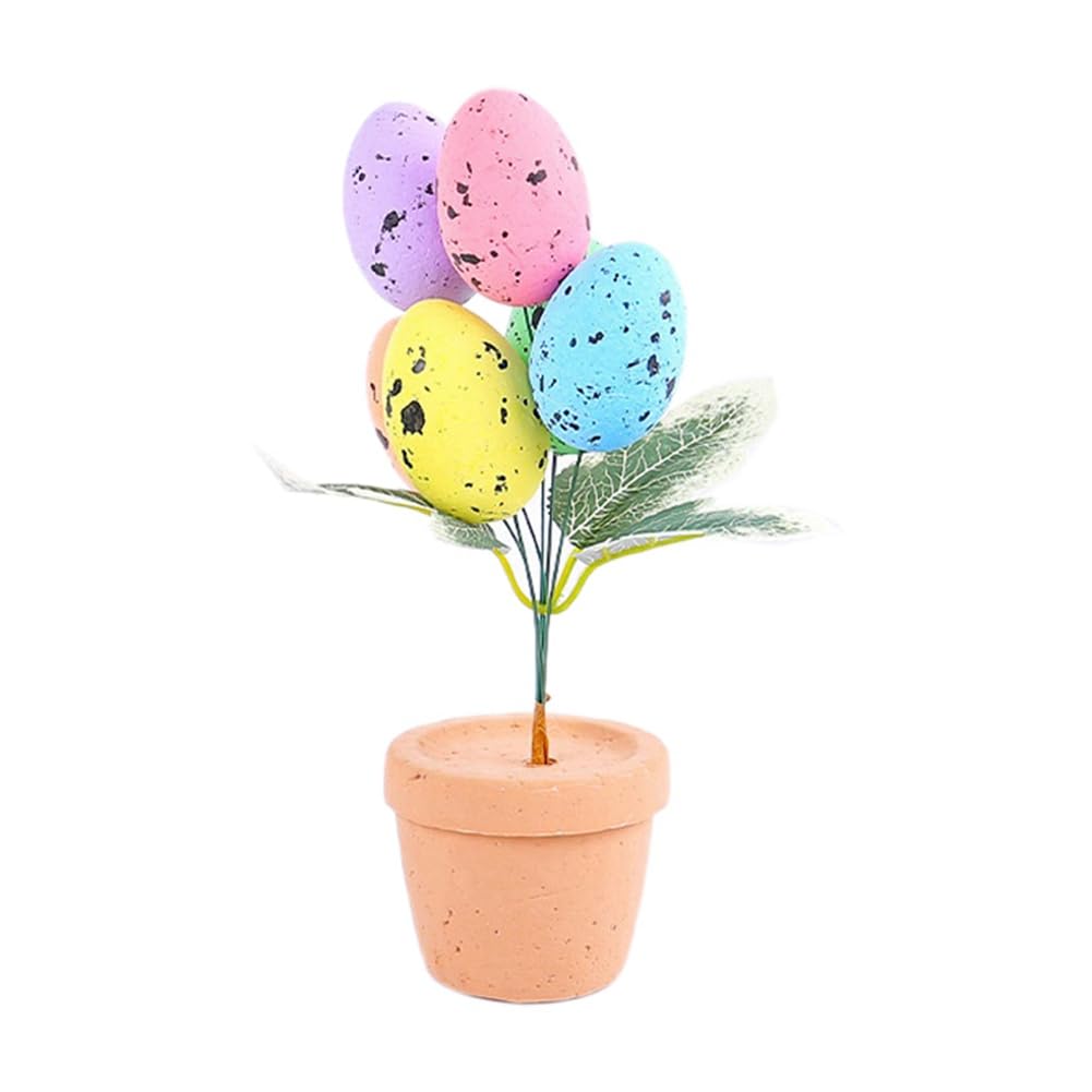 CTRLZS Easter Day Colourful Eggs Potting Speckled Eggs Bonsai Easter Desktop Ornaments Decor for Home 2024 Style 4, 1PCS