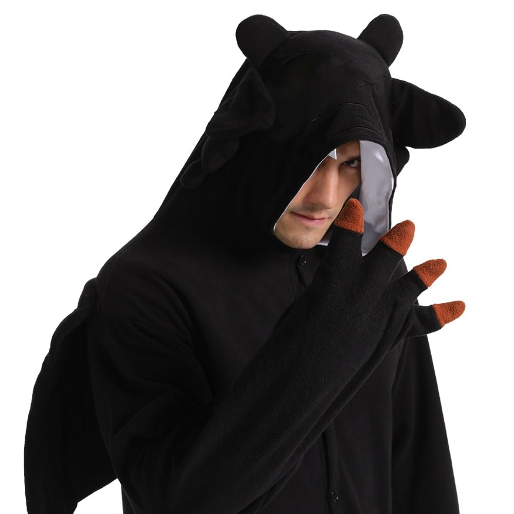 dressfan Unisexe Costume de Dragon Onesie Pyjamas Dragon Vêtements de Carnaval Halloween Costume pour Femmes Hommes
