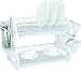 Home Basics Dish Drainer, 2-Tier Plastic White