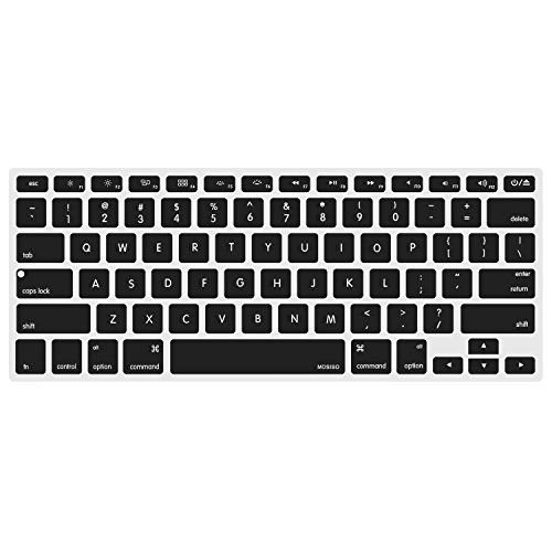 MOSISO Silicone Keyboard Cover Compatible with MacBook Air 13 inch A1466 A1369 2010-2017&Compatible with MacBook Pro 13/15 inch (with/Without Retina Display, 2015 or Older Version), Black #1