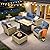 ovios 9 Pieces Patio Furniture Set Outdoor Sectional Sofa Couch with Fire Pit Table Rocking Swivel Chairs Deep Seat Chaise, Modern Modular Wicker Rattan Conversation Set, Denim Blue