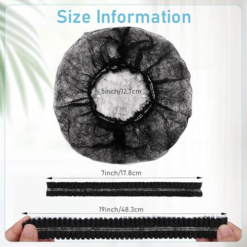 Image of Amazon Brand QWENOX Disposable Bouffant Caps Hair Net Cap 100 Pcs Elastic Mob Caps for Food Service, Medical Use, Sleeping Head Cover, Factory Warehouse Worker, Beauty (Black)