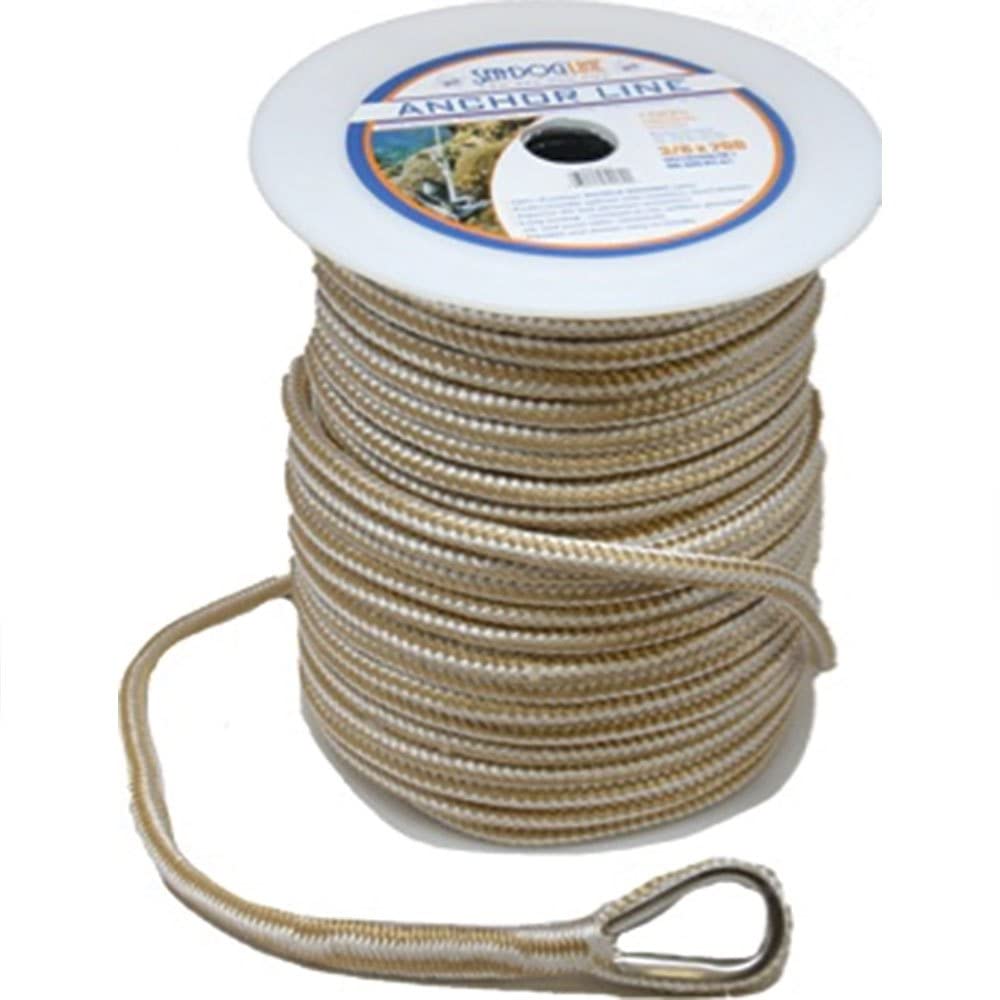 Sea Dog 302110200G/W-1 Double Braided Nylon Anchor Line with Thimble, 3/8