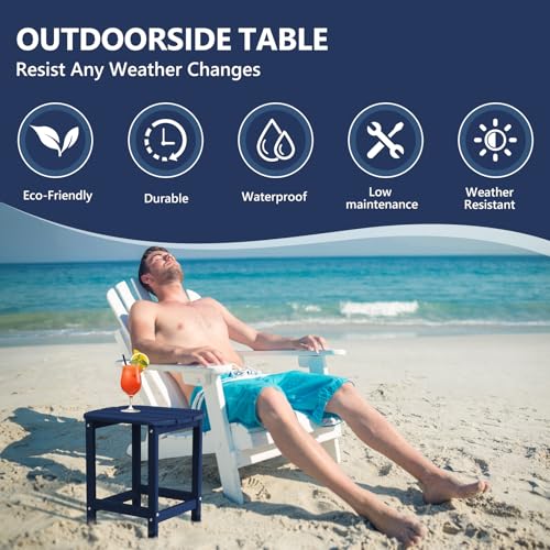 Plawdlik HDPE Outdoor Table, All Weather Adirondack Side Table, Navy - image 6