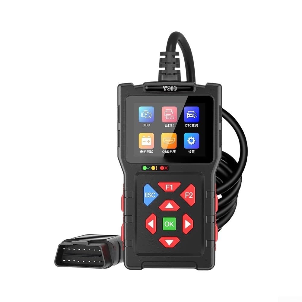 T300 für obd2 Diagnosegerät mit Batterietest Funktion für obd2 Codeleser Scanner für Motorfehler und KFZ Auslesegerät mit 2.8 Zoll TFT Farbdisplay Diagnosewerkzeug für OBDII Protokoll und (orange)