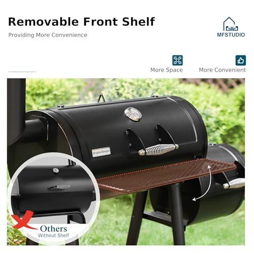 MFSTUDIO-Heavy-Duty-Charcoal-Wood-Offset-Outdoor-Smoker-Grill-Charcoal-Grill-with-Smoker-Combo-for-BBQ-Grilling-512-SQIN
