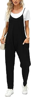 Ebifin Women's Work Trousers, Summer Loose Jumpsuit, Sleeveless Dungarees with Large Pockets