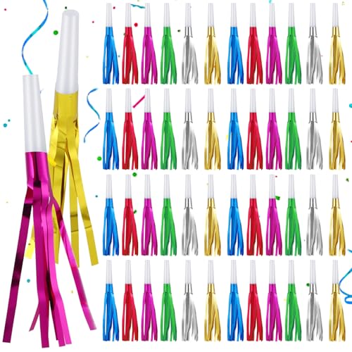 YiliYa 48 unidades para fiestas, ruidosos, matasulas musicales, fiestas de cumpleaños, silbatos, accesorios para fiestas, cumpleaños, eventos deportivos, Año Nuevo, Navidad