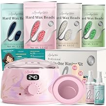 LANSLEYWAX Digital Waxing Kit for Women Men - Water Pink Waxing Machine with 39 Accessories - Hard Wax Kit for Arm Leg Brazilian Bikini Face Sensitive Skin, Wax Warmer Hair Removal for Home/Salon Use