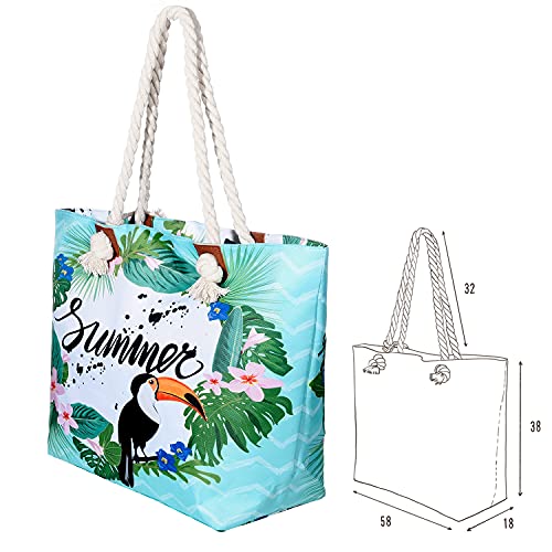 MASADA Large beach bag water resistant with zip Summer, XXL - Image 2