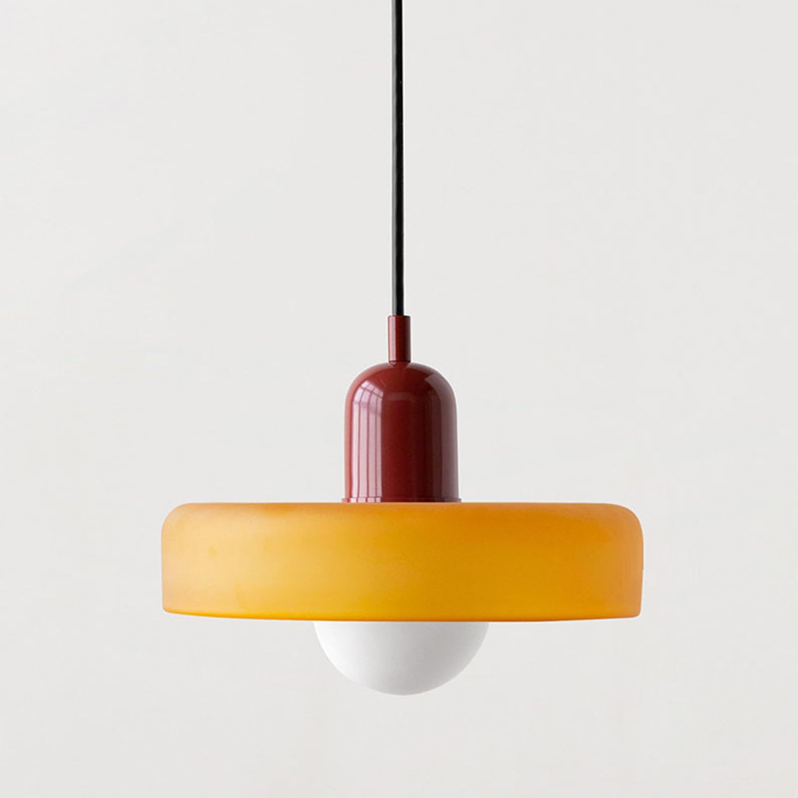 HYJAUSXB Ceiling Fixture Round Small Chandelier Lamp Single Suspended Lights,Mid Century Modern Vintage Farmhouse Coastal Hanging for Dinning Room Restaurant Hallway, with Bulb