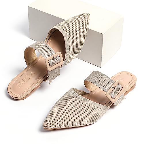 Image of Pointed Toe Mules for Women Flats,Slip On Mules Backless,Wide Width Mules,Mule Slides Flats Sandals